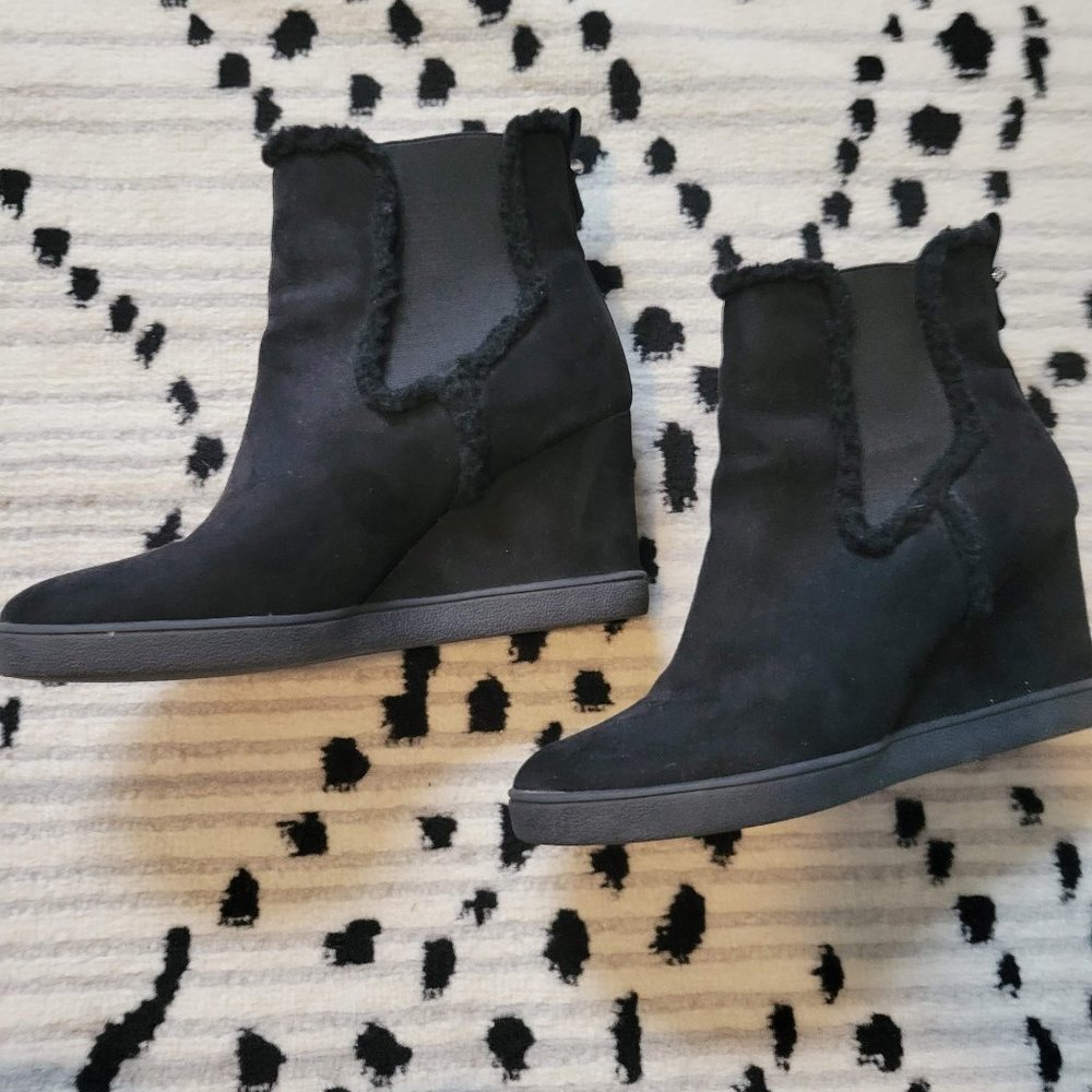 Black Suede Wedge Bootie Women's size 12